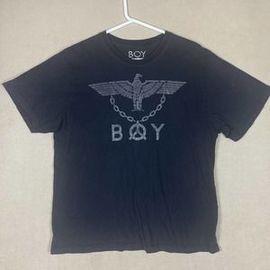 Boy London Mens L Short Sleeve Crew Neck‎ T-Shirt Black Cotton